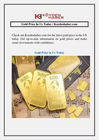 Gold Price In Us Today  Koydenhaber