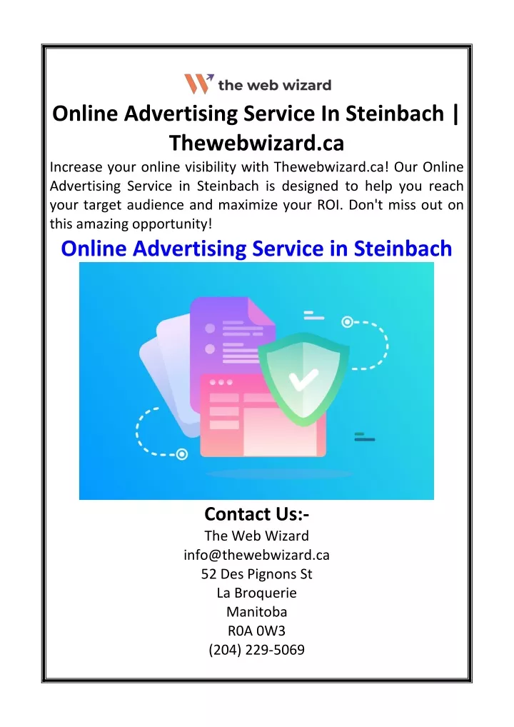 online advertising service in steinbach