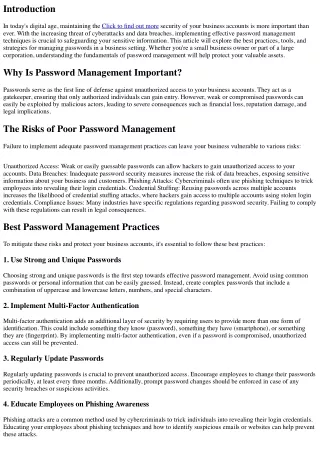 The Fundamentals of Password Management: Protecting Your Business Accounts