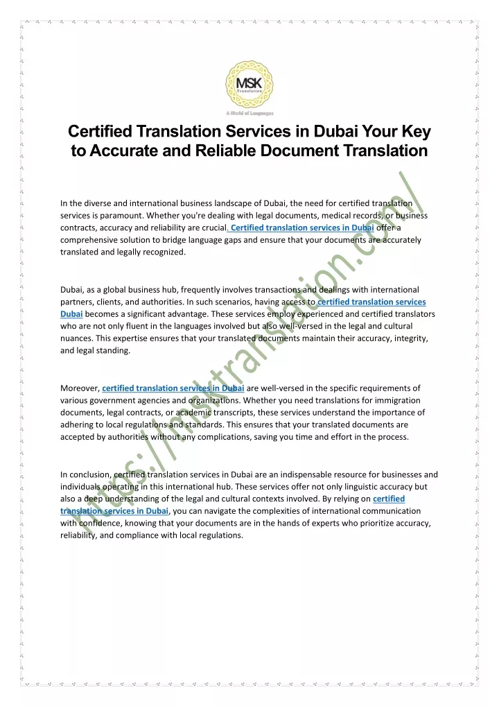 certified translation services in dubai your
