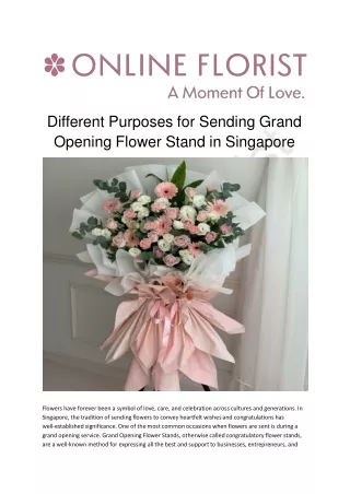 Different Purposes for Sending Grand Opening Flower Stand in Singapore