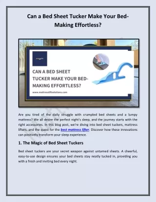 Can a Bed Sheet Tucker Make Your Bed-Making Effortless?