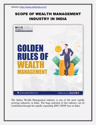 Scope of Wealth Management Industry in India