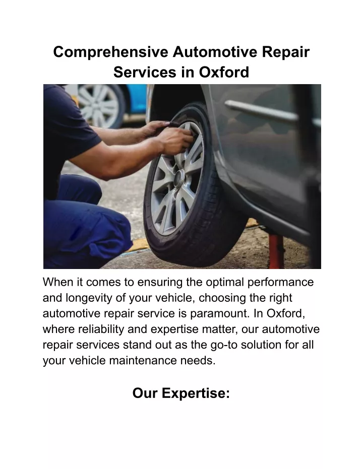 comprehensive automotive repair services in oxford