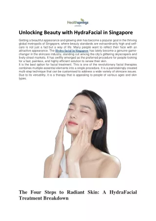 Unlocking Beauty with HydraFacial in Singapore