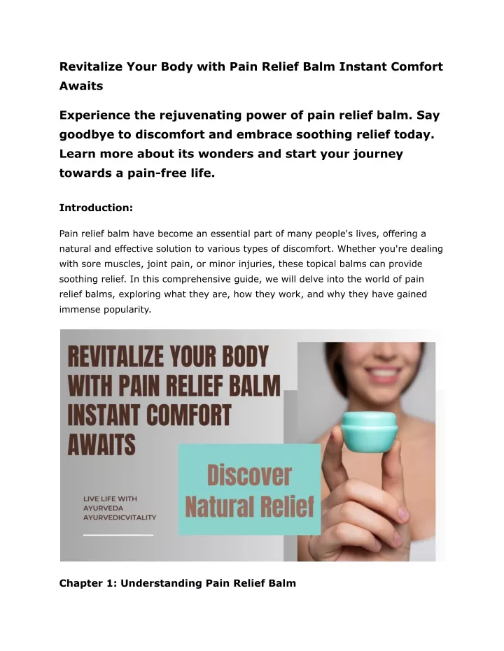 revitalize your body with pain relief balm