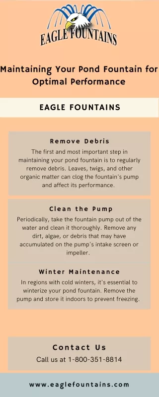 maintaining your pond fountain for optimal