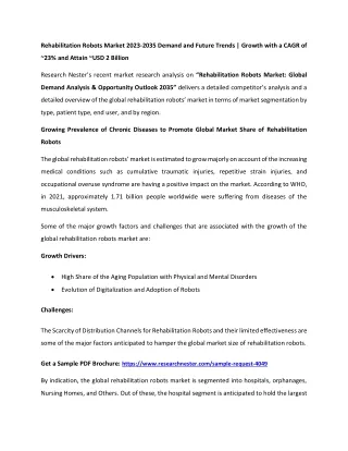 rehabilitation robots market 2023 2035 demand