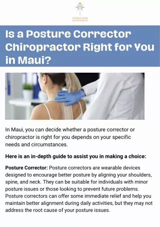 Is a Posture Corrector Chiropractor Right for You in Maui?