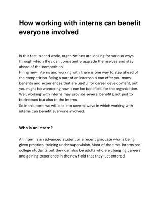 how working with interns can benefit everyone