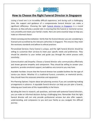 How to Choose the Right Funeral Director in Singapore