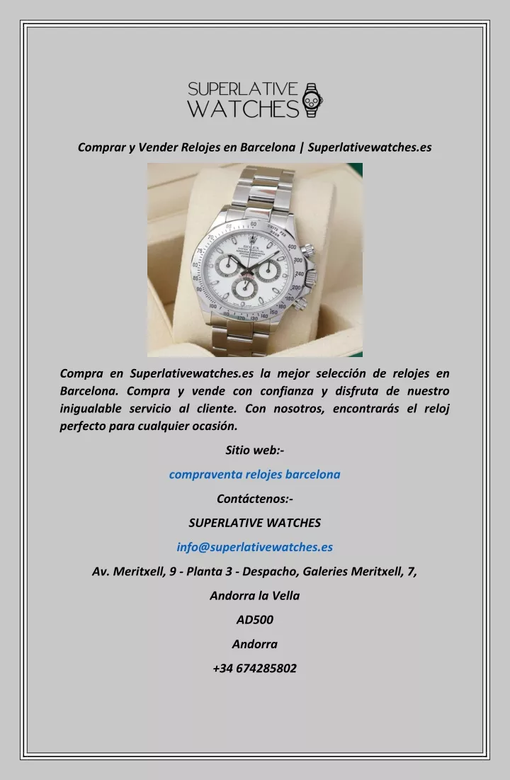 comprar y vender relojes en barcelona