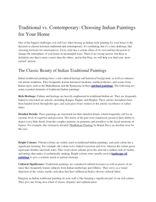 Traditional vs Contemporary_ Choosing Indian Paintings for Your Home