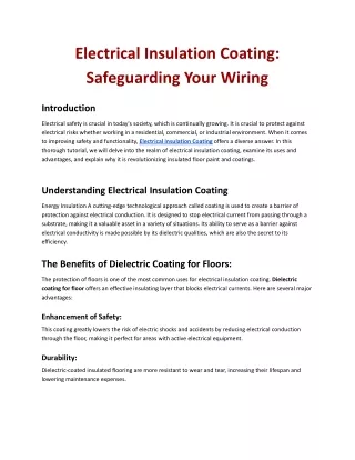 electrical insulation coating safeguarding your