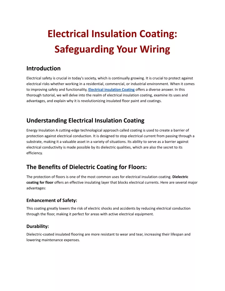 electrical insulation coating safeguarding your