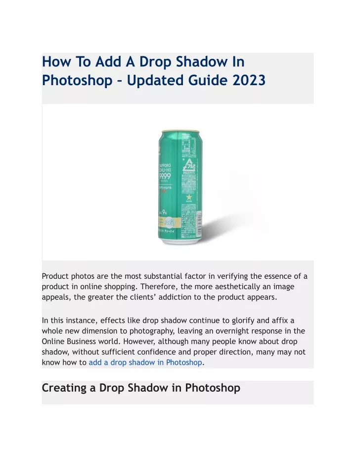 how to add a drop shadow in photoshop updated