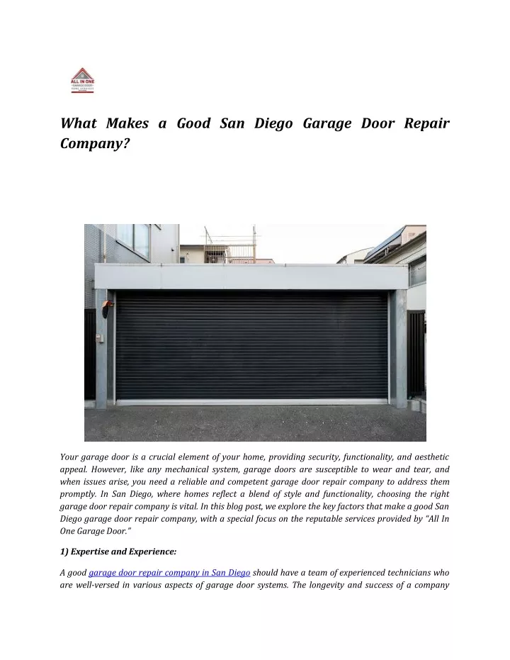 what makes a good san diego garage door repair