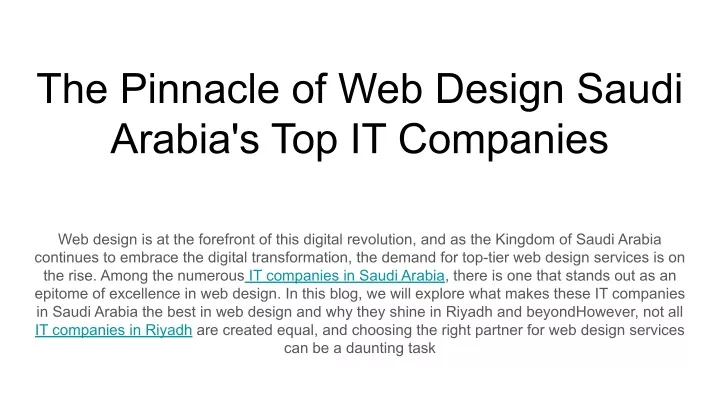 the pinnacle of web design saudi arabia