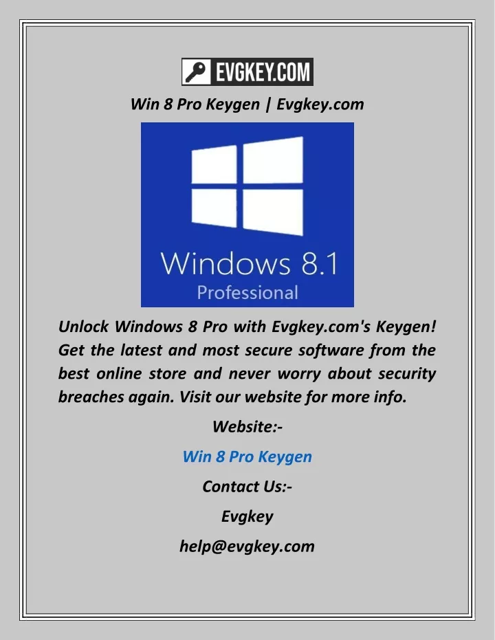 win 8 pro keygen evgkey com