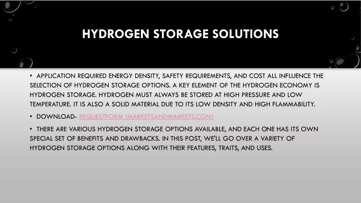 hydrogen storage solutions