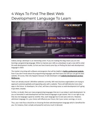 4 Ways To Find The Best Web Development Language To Learn