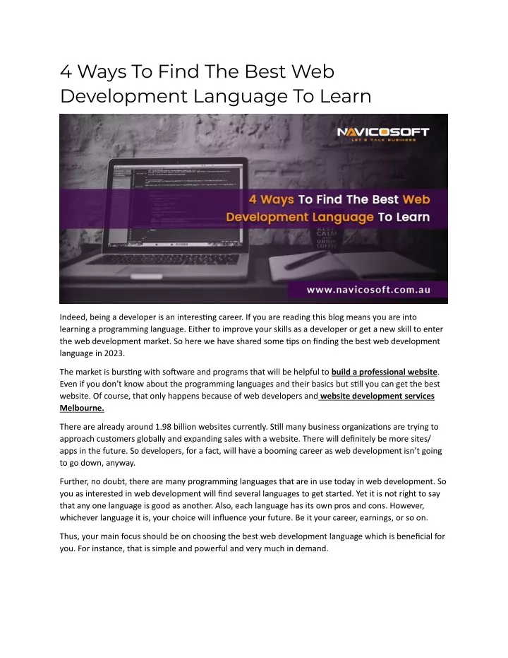 4 ways to find the best web development language