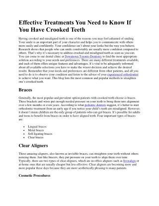 Effective Treatments You Need to Know If You Have Crooked Teeth