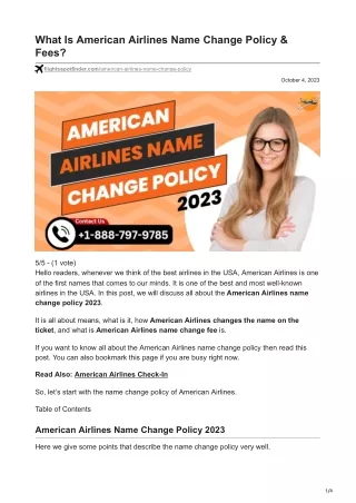 What Is American Airlines Name Change Policy And Fees