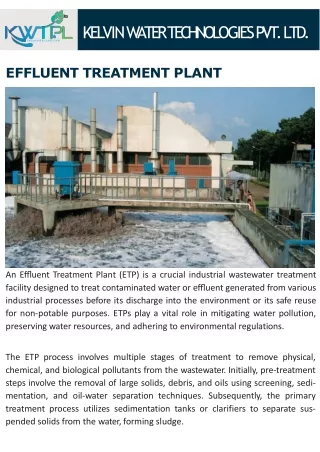 EFFLUENT TREATMENT PLANT