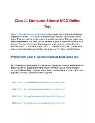 class 11 computer science mcq online test
