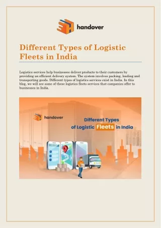 Different Types of Logistic Fleets in India -handover