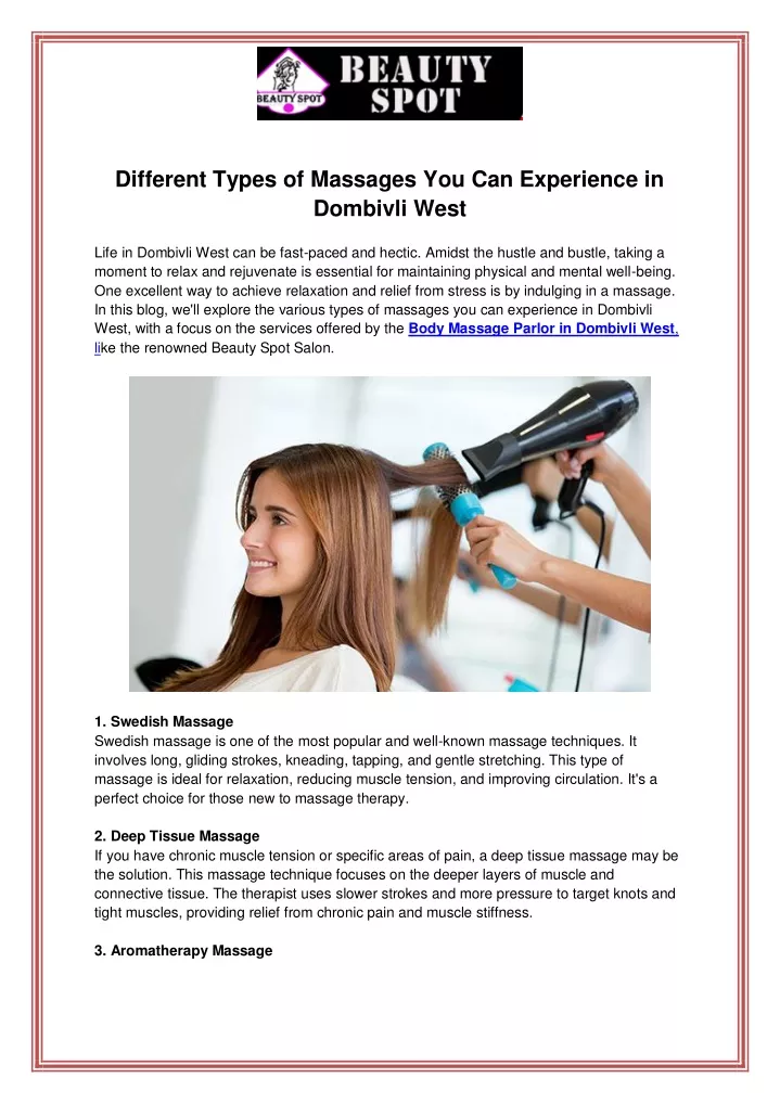 different types of massages you can experience