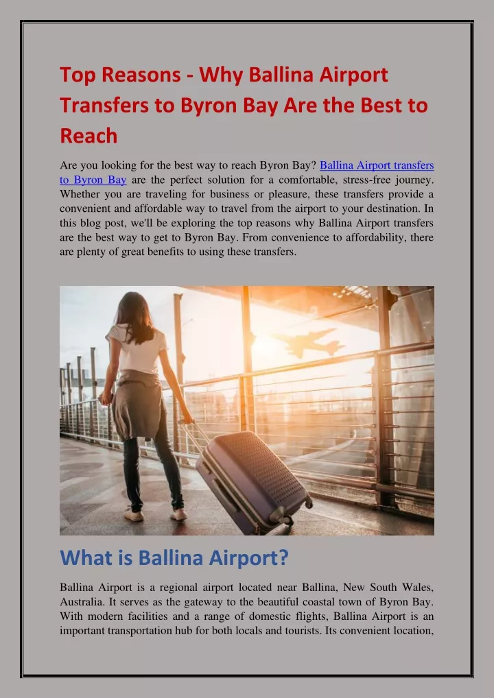 top reasons why ballina airport transfers