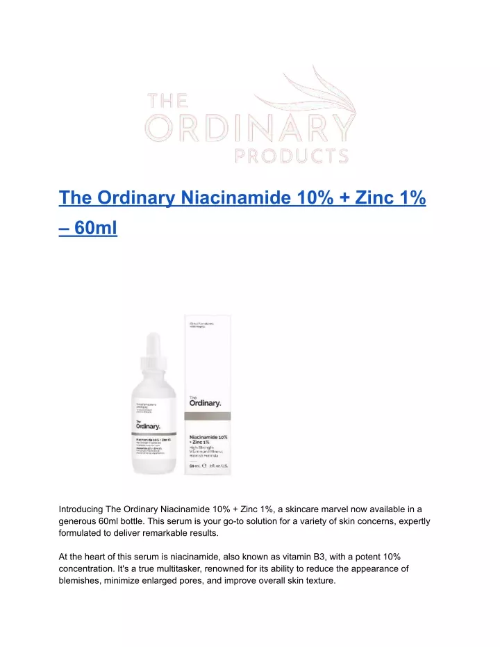 the ordinary niacinamide 10 zinc 1 60ml