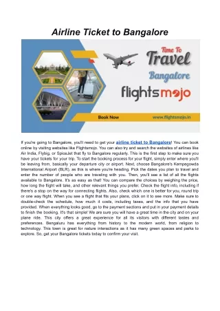 airline ticket to bangalore