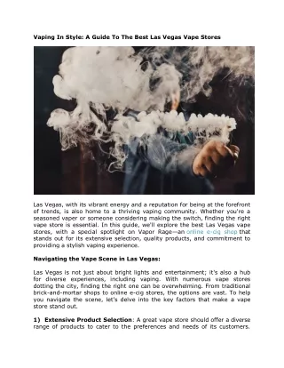 Vaping In Style A Guide To The Best Las Vegas Vape Stores