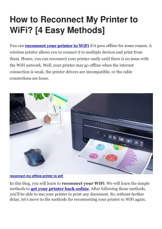 How to Reconnect My Printer to WiFi