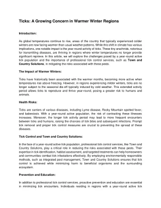 Ticks_ A Growing Concern in Warmer Winter Regions - TAC