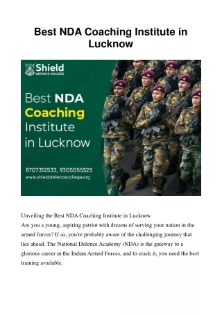 Best NDA Coaching Institute in Lucknow