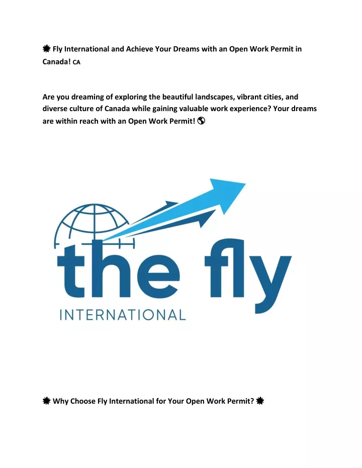 fly international and achieve your dreams with