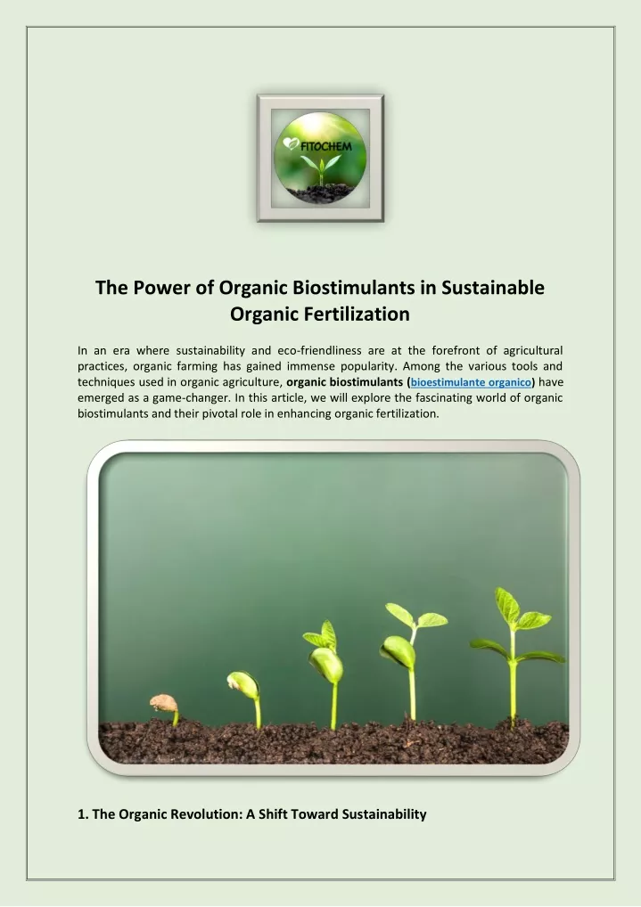 the power of organic biostimulants in sustainable