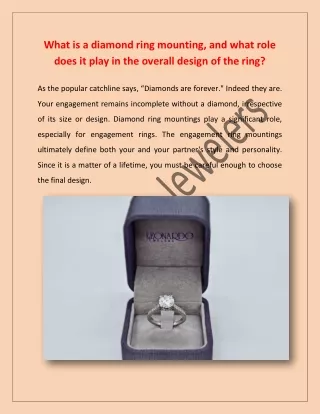 What is a Diamond Ring Mounting and What Role Does it Play in the Overall Design of the Ring_LeonardoJewelers