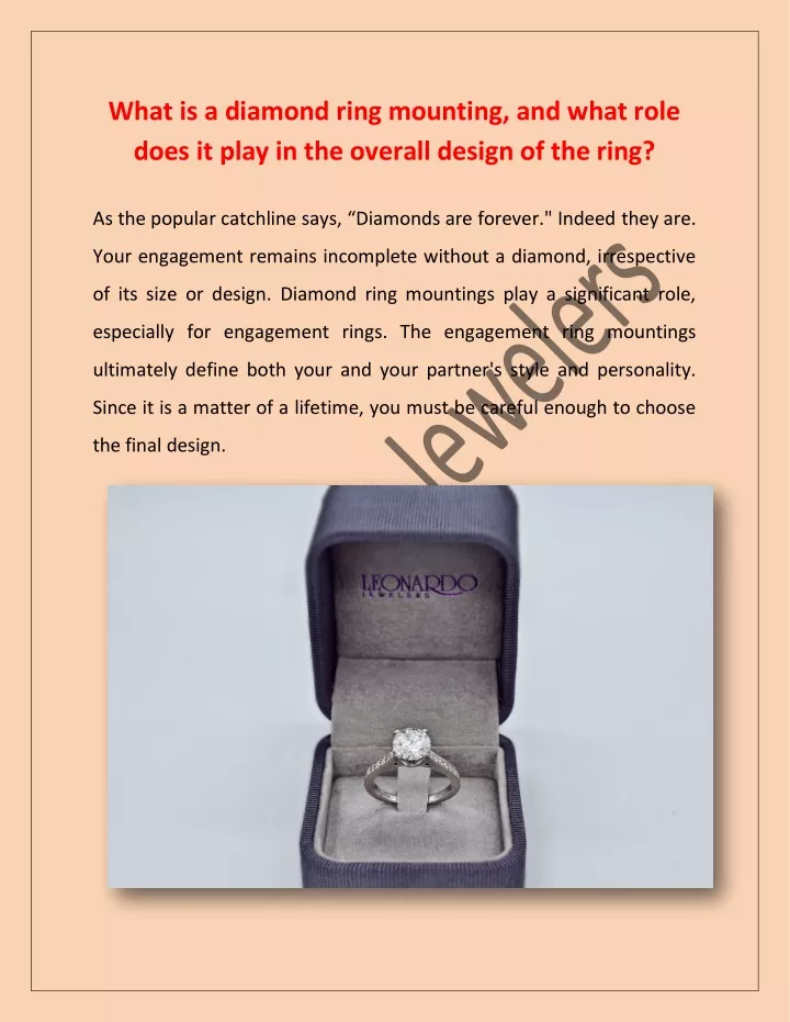 what is a diamond ring mounting and what role