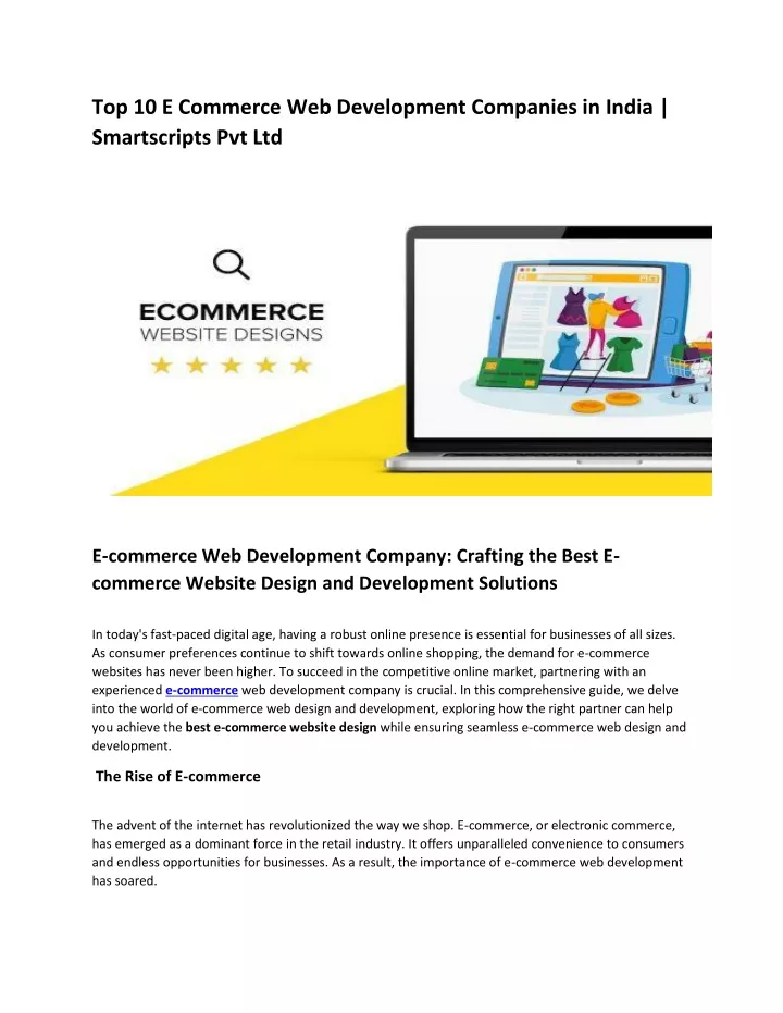 top 10 e commerce web development companies