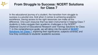 From Struggle to Success NCERT Solutions for Class 7