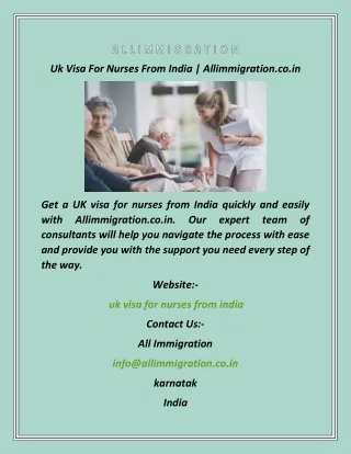 Uk Visa For Nurses From India  Allimmigration.co.in