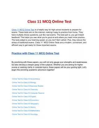Class 11 MCQ Online Test