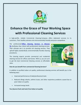 Enhance the Grace of Your Working Space with Professional Cleaning Services
