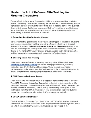 Master the Art of Defense_ Elite Training for Firearms Instructors