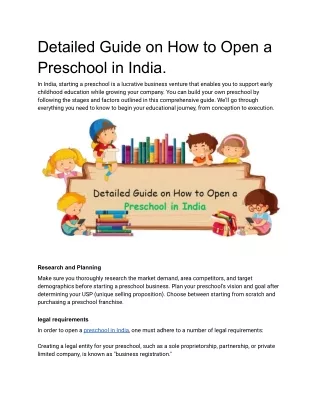 detailed guide on how to open a preschool in india